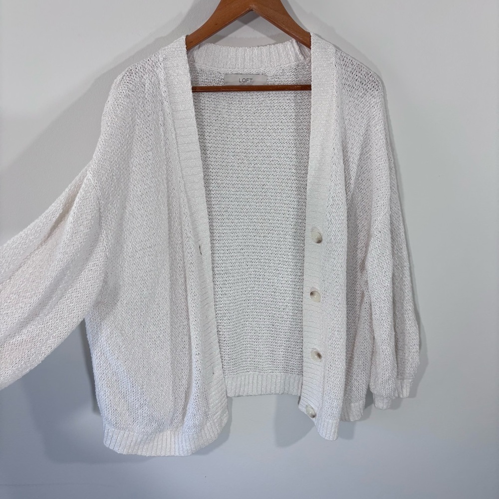 Loft cream colored slouchy open weave cardigan sweater
